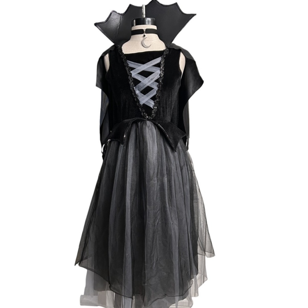 Vampire Costume Black Tulle Goth Dress XLarge Girls Youth 14/16